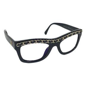 CHANEL 71626A Chain CC Mark logo eyewear glasses sunglasses acetate Black